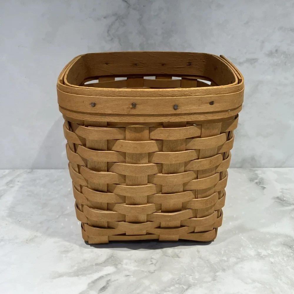 Longaberger 1977 Kleenex Tissue Box Brown With Wood Lid Vintage